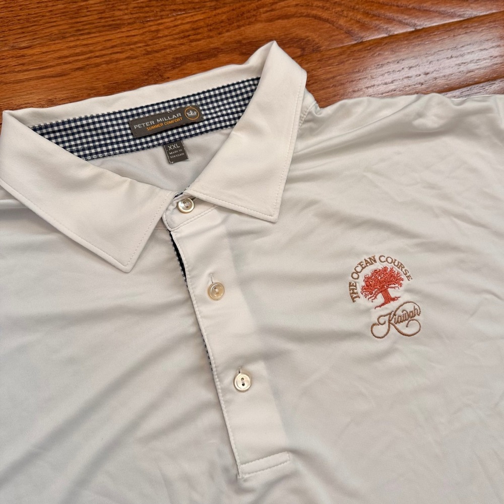 Peter Millar Summer Comfort Kiawah Ocean Course Polo Shirt Fits Mens 3XL White